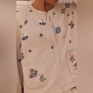 Anthropologie LyreBird Printed Quilted Knit Sweatshirt EUC XL